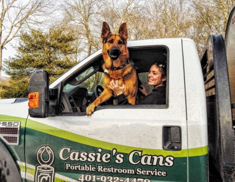 Cassies Cans Portable Restrooms Dog In Truck